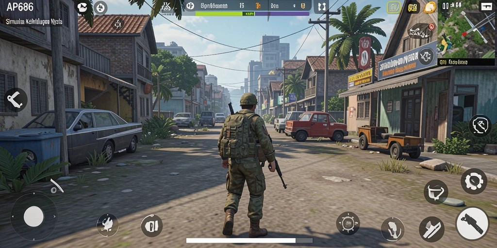 Tangkapan layar utama AP686 yang menampilkan gameplay simulasi kehidupan.