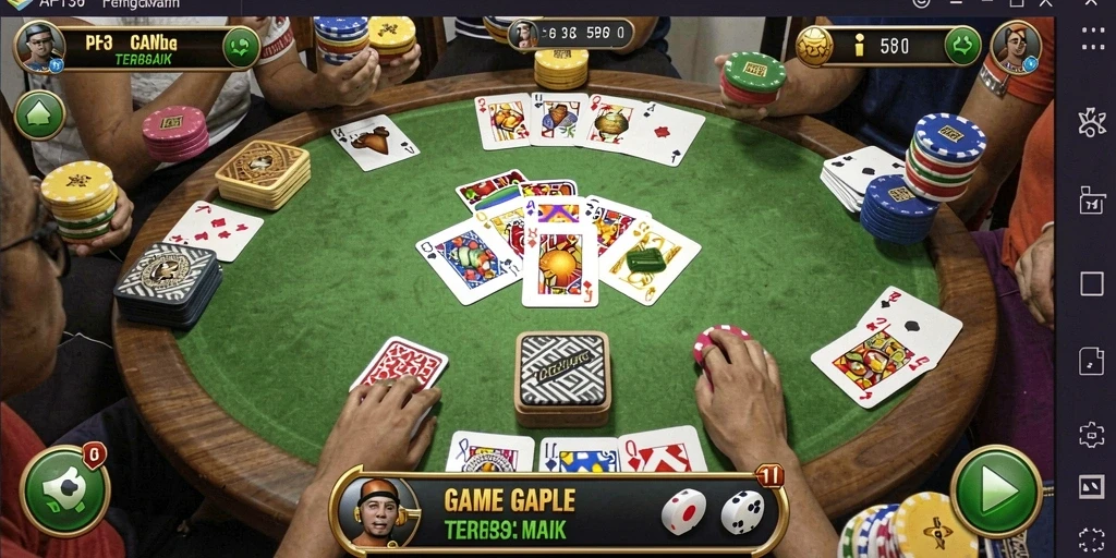 Gameplay menarik Gaple di API36 dengan tampilan yang cerah.