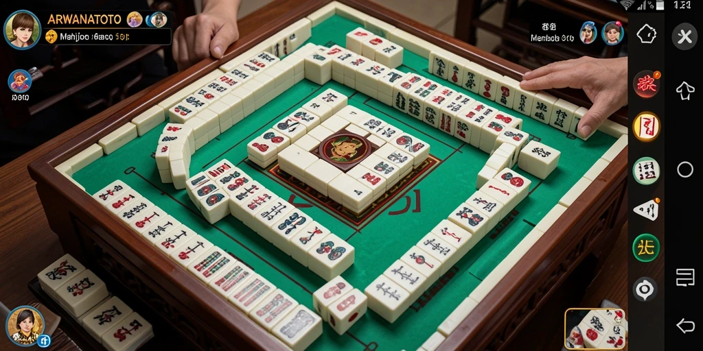 Tangkapan layar gameplay <strong>ARWANATOTO</strong> menampilkan ubin Mahjong yang indah.