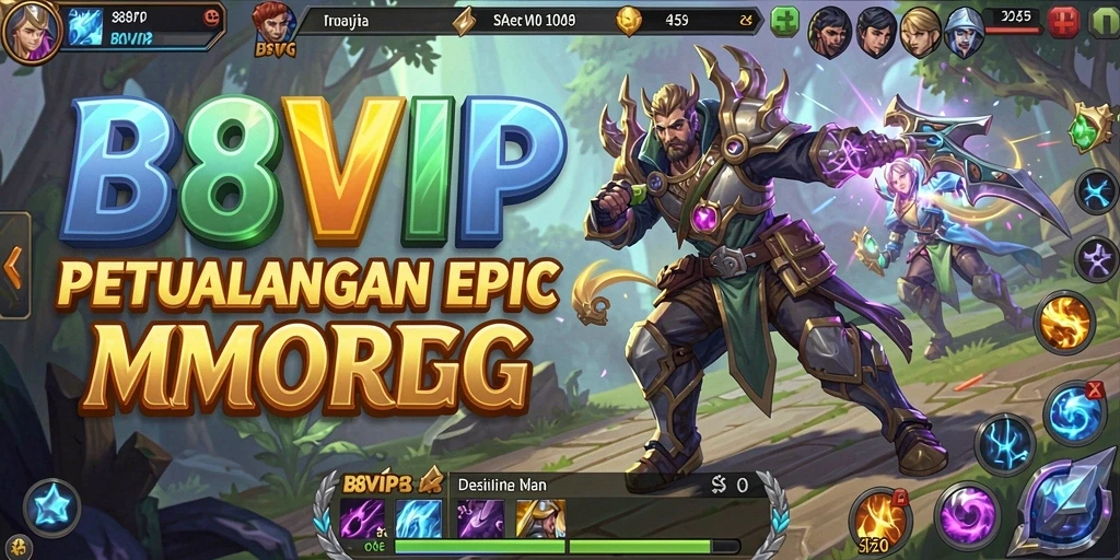 Tangkapan layar gameplay B8VIP menampilkan petualangan seru di dunia MMORPG.