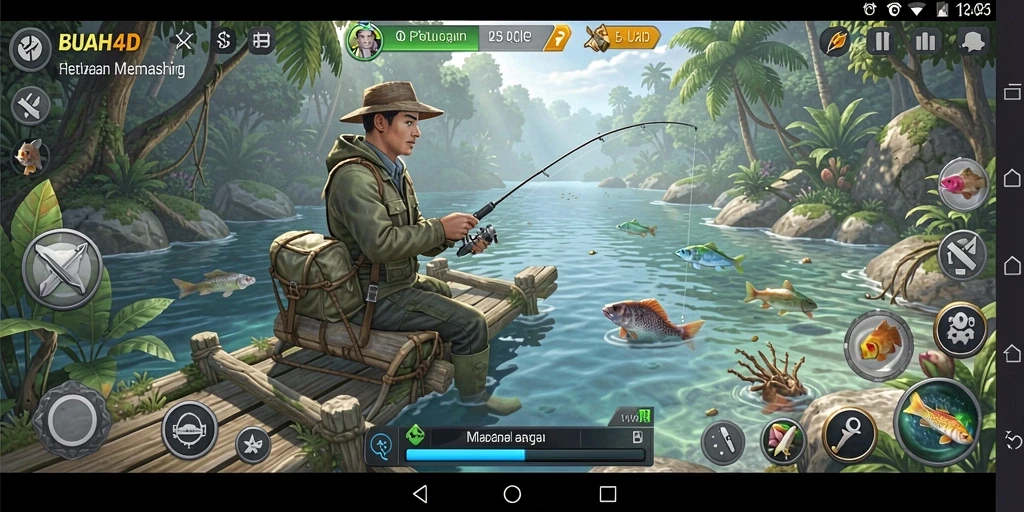 Tangkapan ikan besar dalam game BUAH4D dengan latar belakang yang indah.