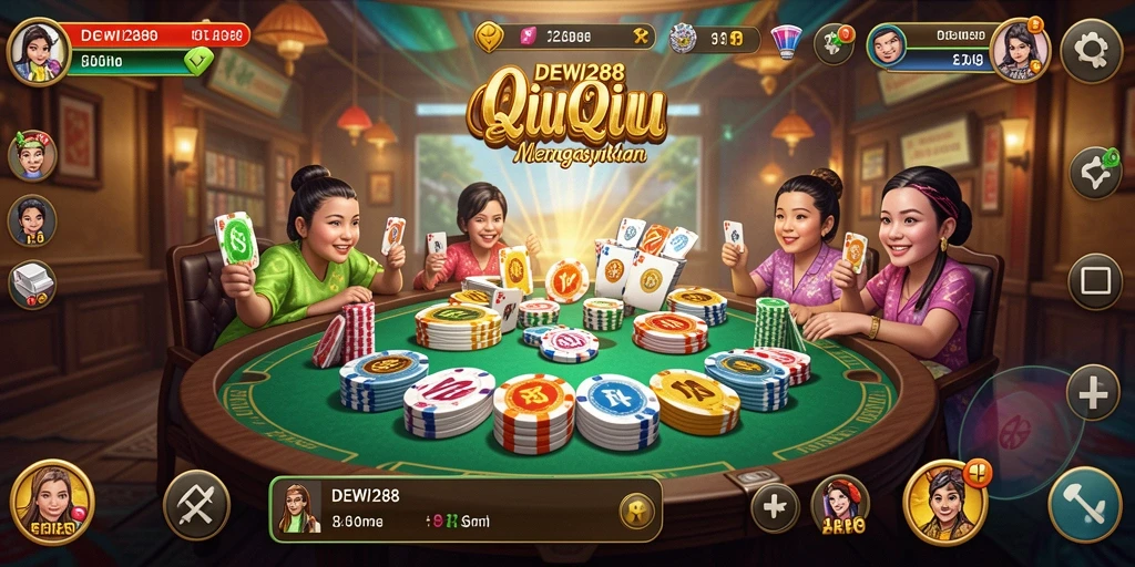 Screenshot gameplay DEWI288 menampilkan aksi seru permainan QiuQiu.