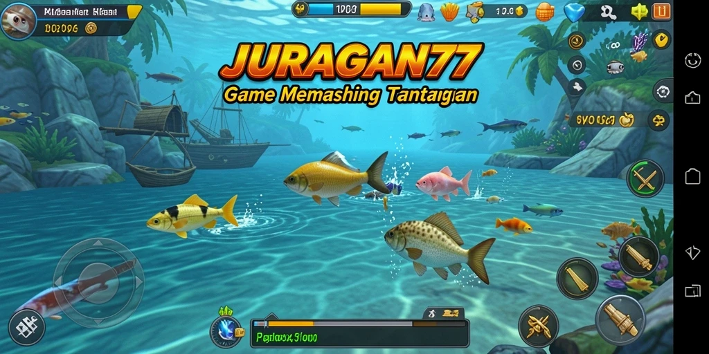 Tampilan gameplay JURAGAN77 yang memukau saat pemain menangkap ikan.