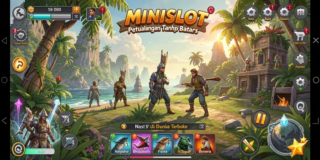 Tangkapan layar gameplay MINISLOT yang menunjukkan eksplorasi dalam dunia terbuka.