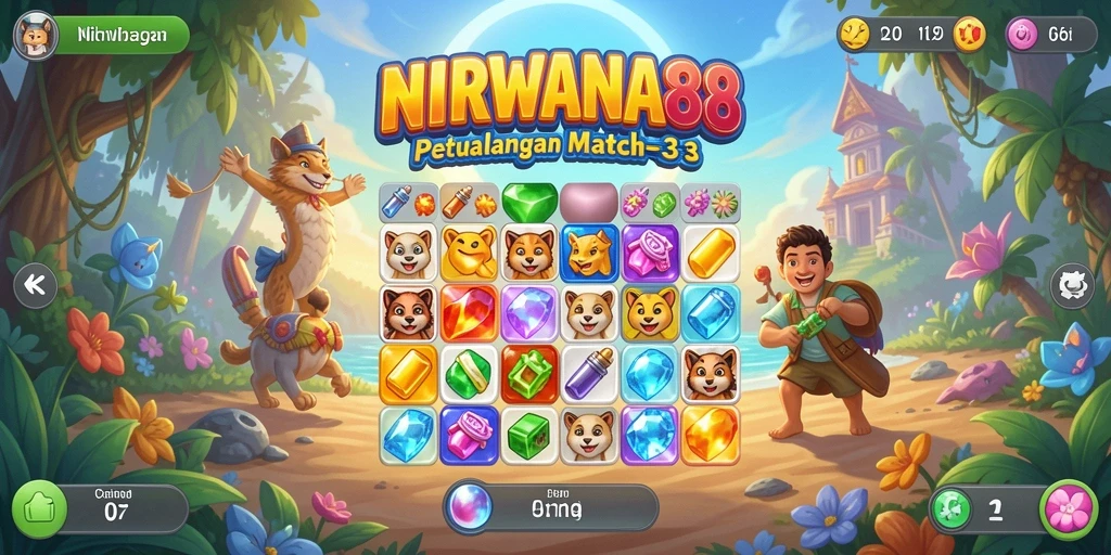 Screenshot gameplay NIRWANA88 yang menarik di level Match-3.