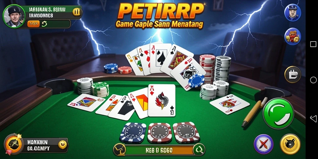 Tampilan gameplay PETIRRP yang menarik dengan suasana Gaple.
