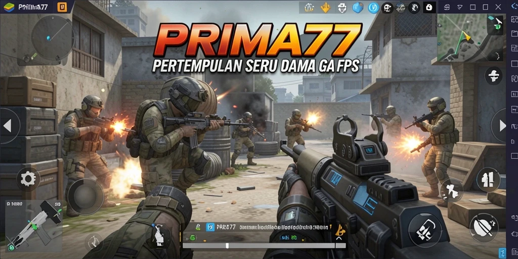 Screenshot gameplay PRIMA77 menampilkan aksi menegangkan di medan perang.