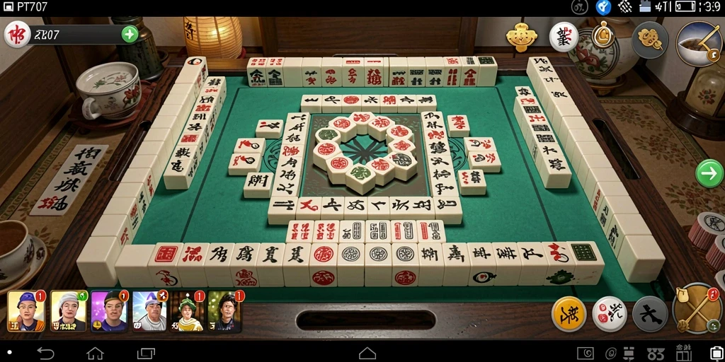 Tampilan gameplay PT707 saat bermain Mahjong yang seru.