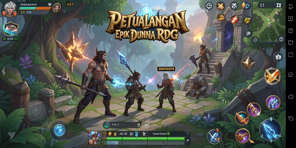 Tampilan gameplay RPG V21 yang mendebarkan dan penuh aksi.