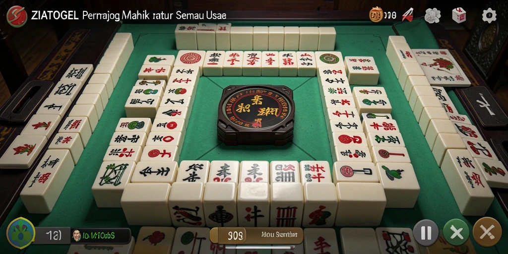 Tampilan gameplay ZIATOGEL dengan grafis menawan dan ubin Mahjong.